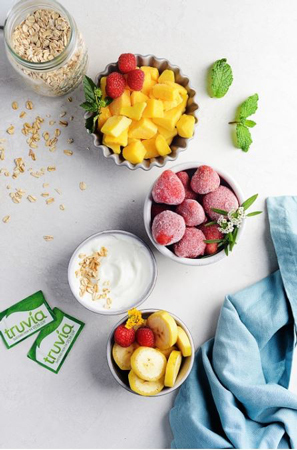 Fruit, yogurt and Truvia.